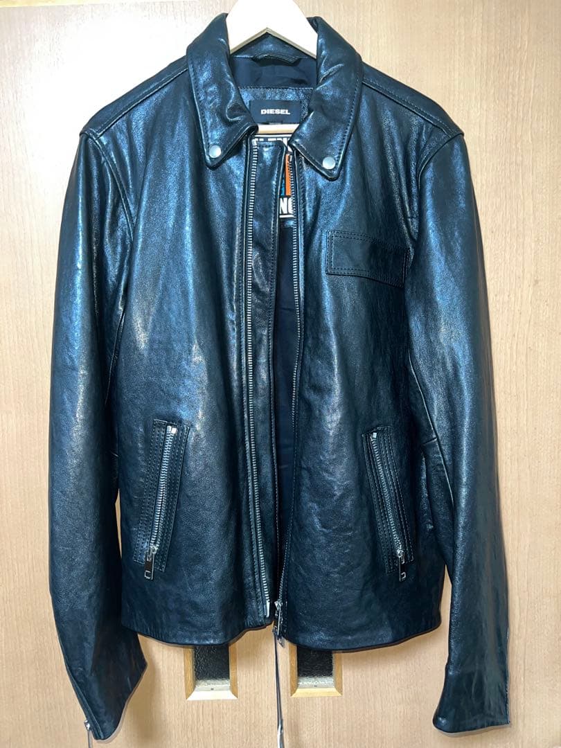 DIESEL ブラックレザーシングルライダースジャケット