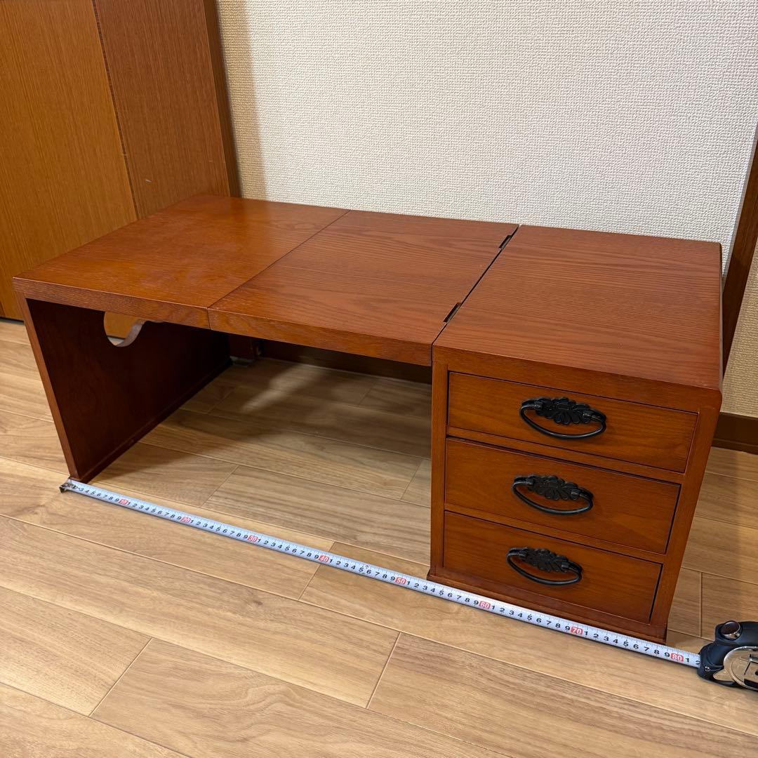 折りたたみ式文机　片袖　引き出し3杯　和家具 木製デスク　書斎