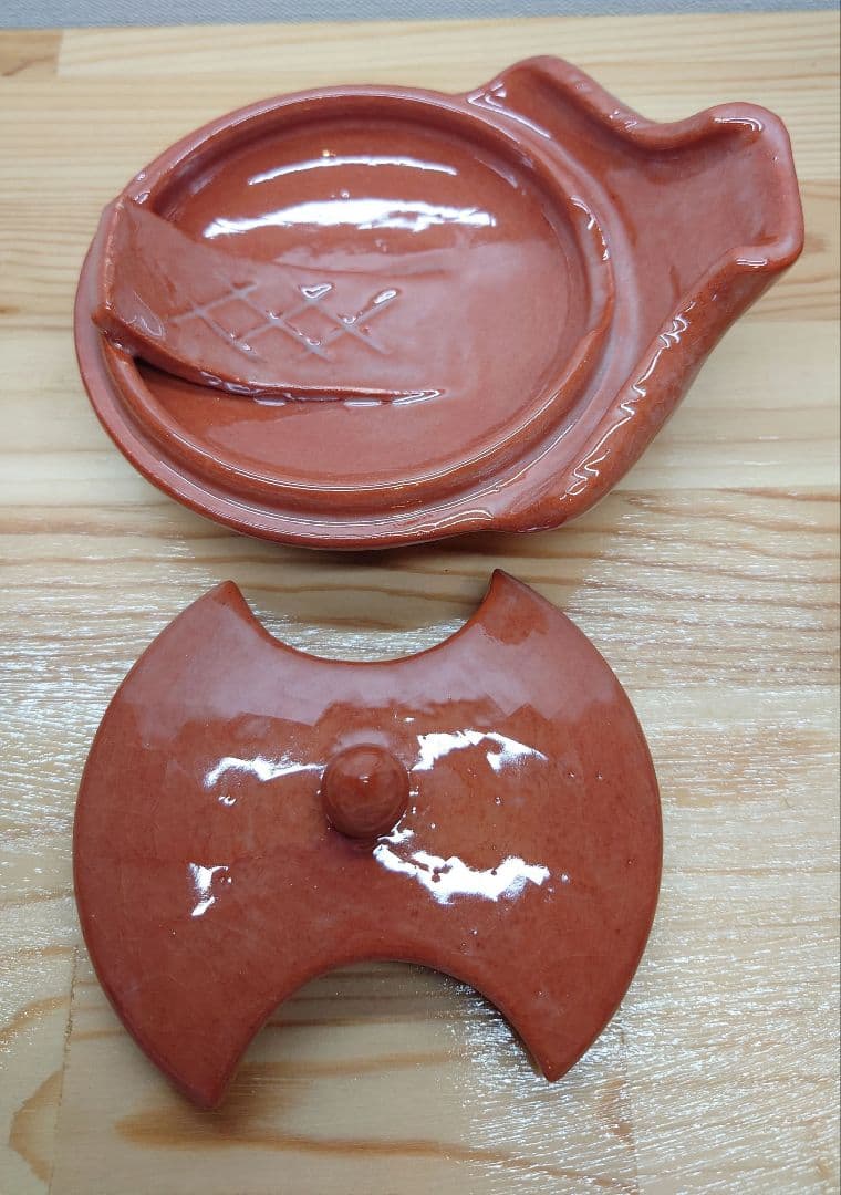 送料込【逢絢亭】茶道具 夜咄道具 するめ瓦 楽焼 赤楽 川嵜和楽 紙箱入り