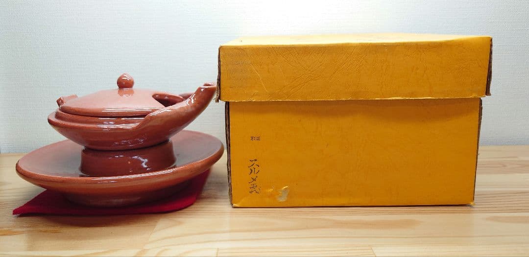 送料込【逢絢亭】茶道具 夜咄道具 するめ瓦 楽焼 赤楽 川嵜和楽 紙箱入り