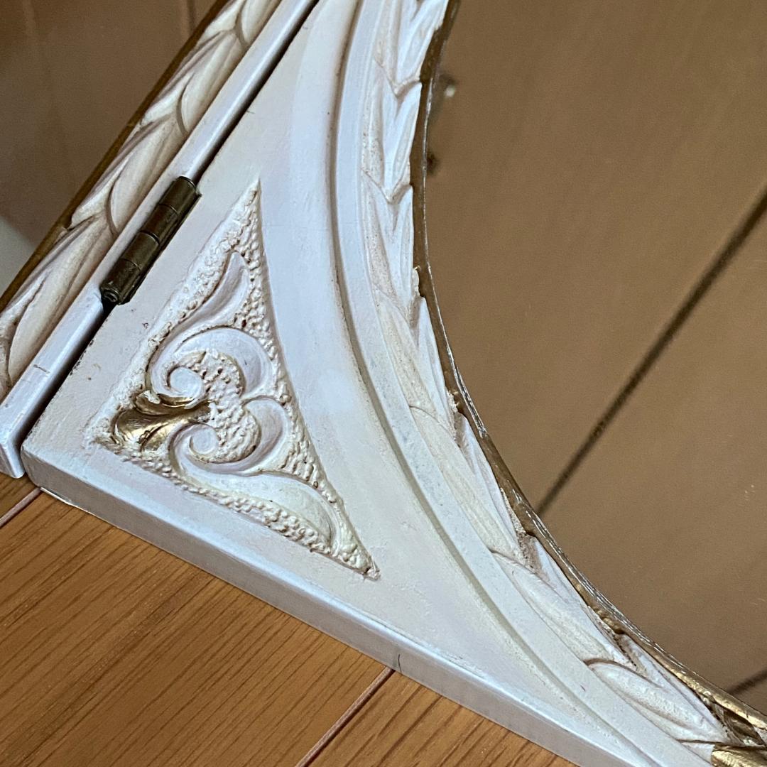 イタリア製 アンティーク風 卓上ミラー 壁掛け鏡 三面鏡