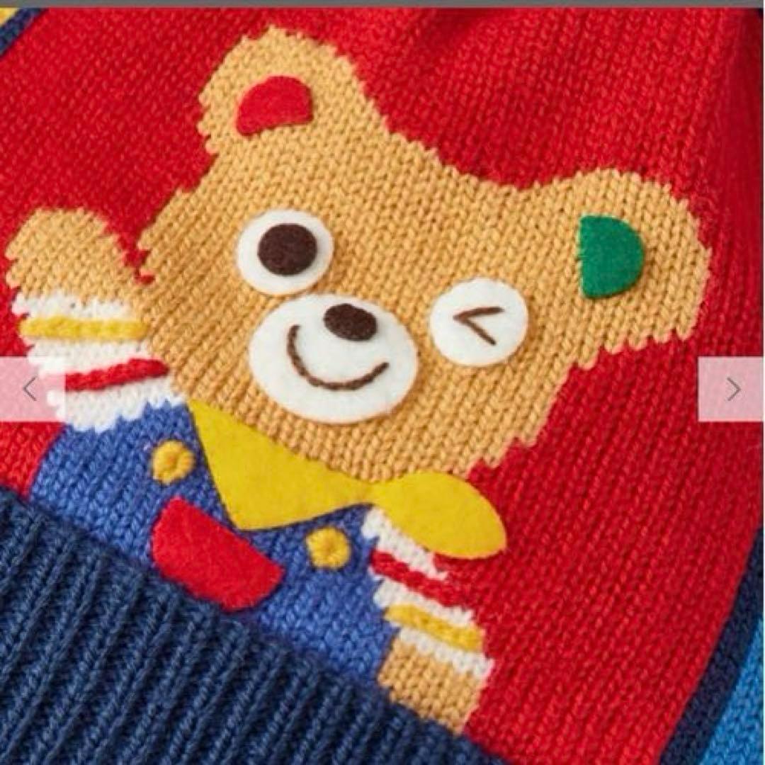 MIKIHOUSE可愛すぎるミキハウス 動物柄ニットフード ホリデーシリーズ M