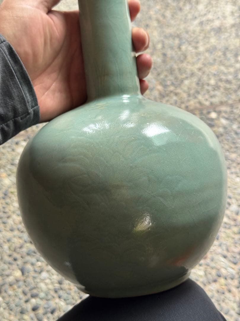 ‼️最後の値段‼️リサイクルFORT‼️唐物⑨‼️中国製の青磁が美しい一輪挿し花瓶‼️箱入