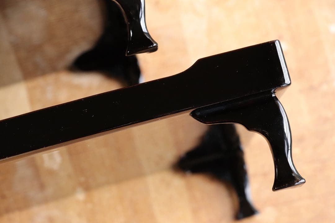 木製　黒塗　四方膳　二客　脚付　四君子　金蒔絵　茶懐石