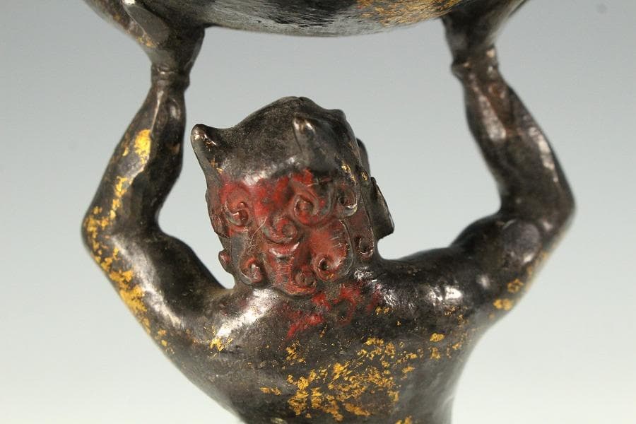 古銅 鬼持ち香炉 仏教美術(K-LC969)