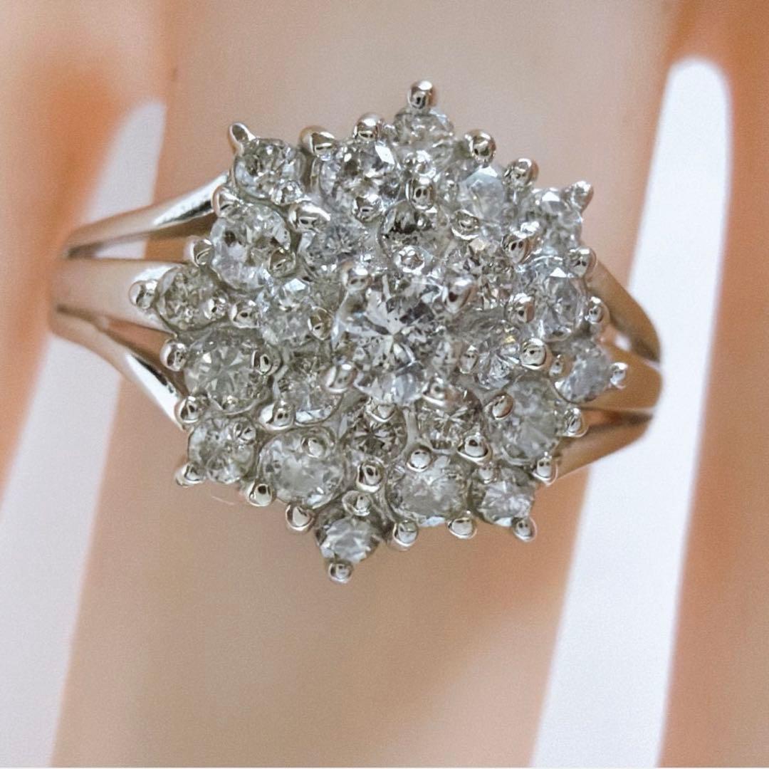 【5235】 天然ダイヤモンド 0.5ct プラチナ フラワー 9.5〜10号