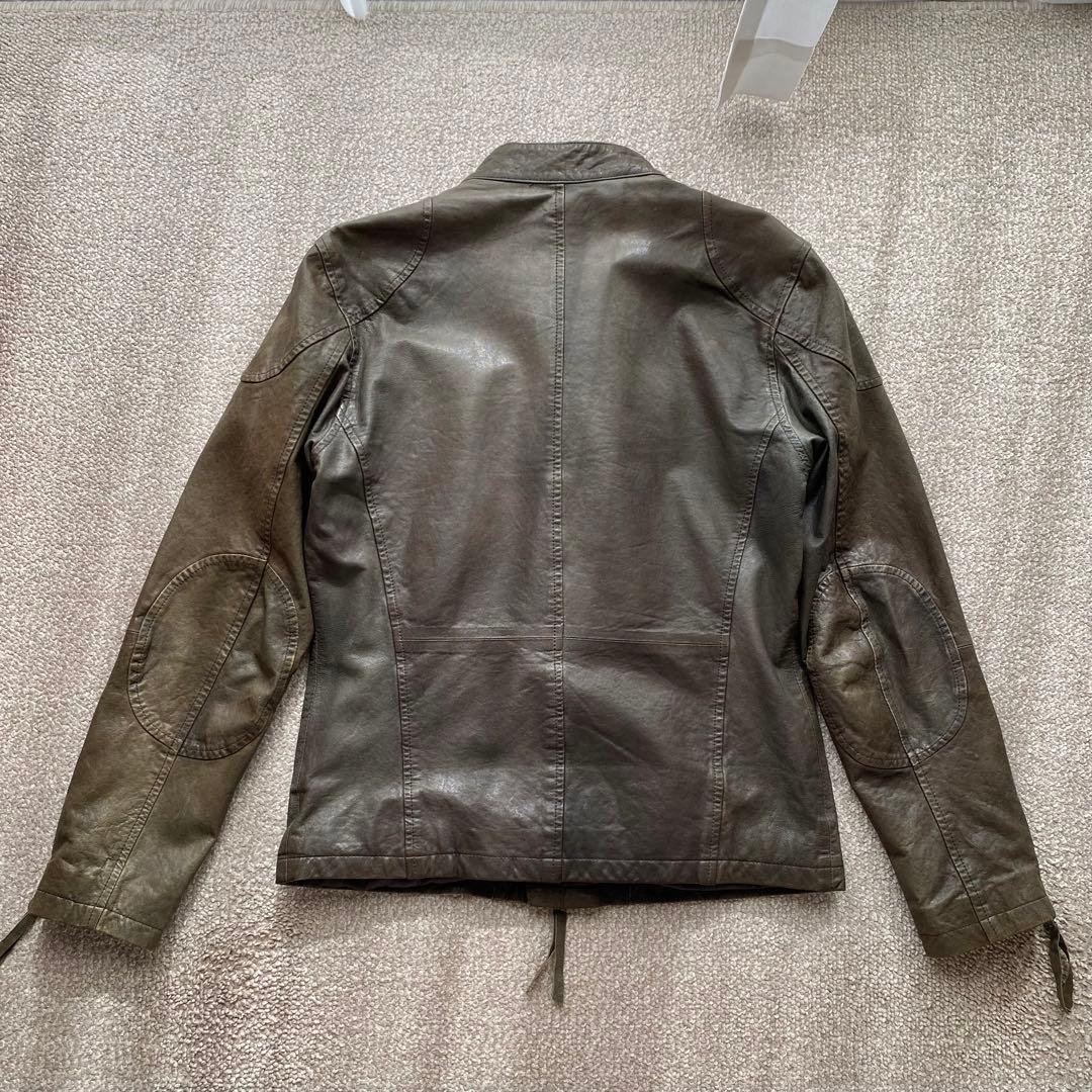 メンズ　ライダース　ハルフ　羊革　美品