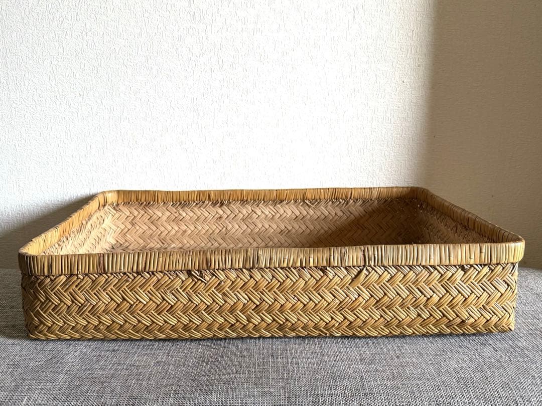 稀少 古道具 鳥越竹細工 竹籠 浅型 行李 鳥越 鈴竹 アンティーク