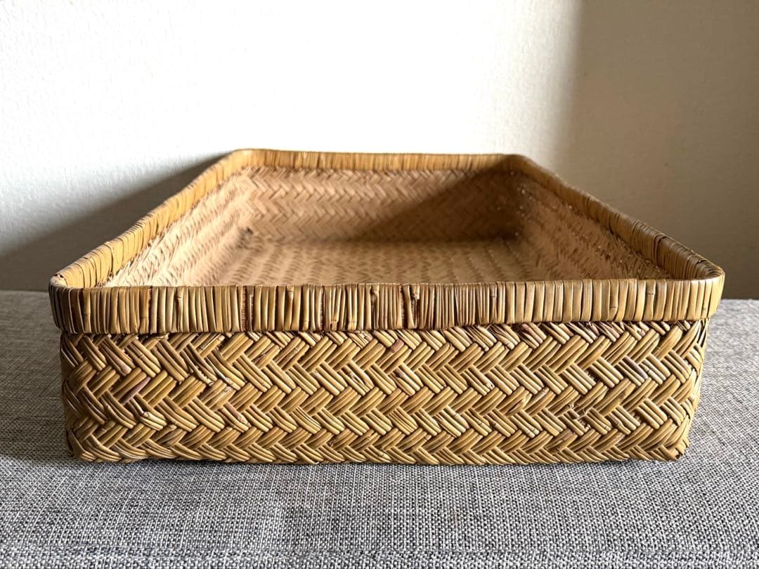 稀少 古道具 鳥越竹細工 竹籠 浅型 行李 鳥越 鈴竹 アンティーク