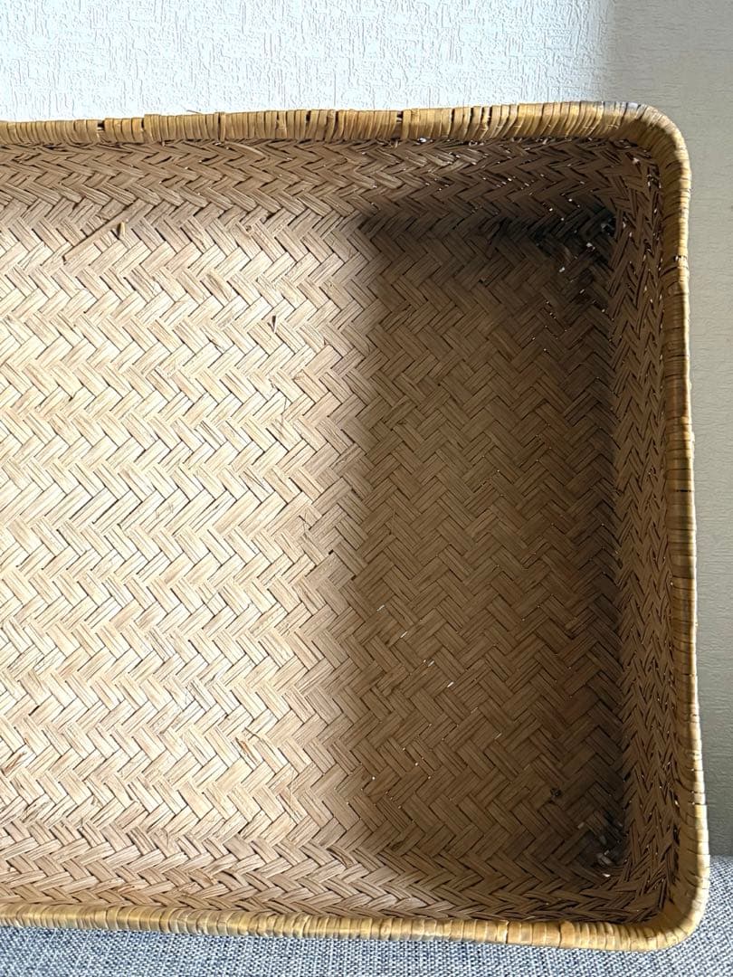 稀少 古道具 鳥越竹細工 竹籠 浅型 行李 鳥越 鈴竹 アンティーク