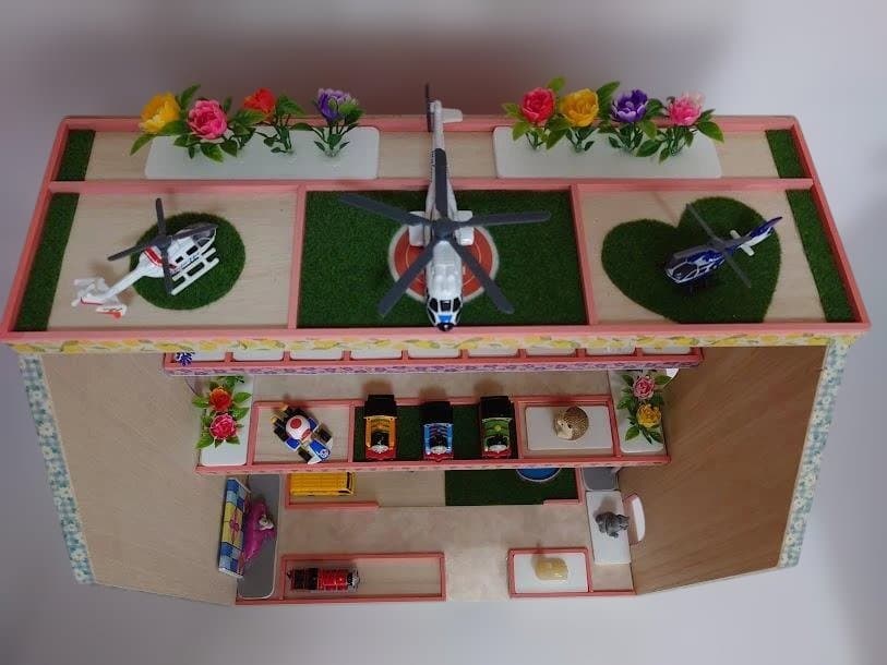 トミカ木製手作り駐車場（スモ－ルピンク）SP04