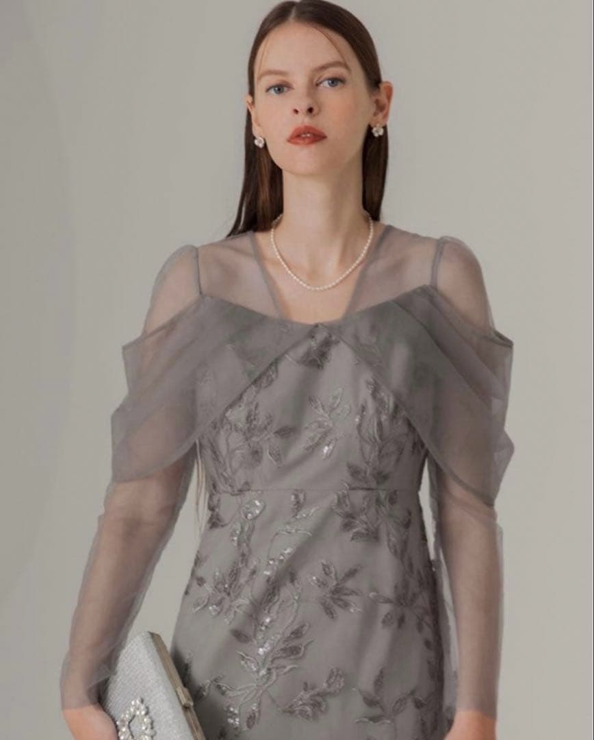 チュールロングスリーブリーフIラインドレス結婚式パーティー二次会デート成人式