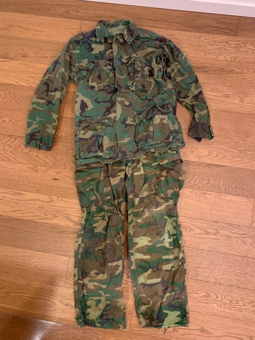 70年製実物 米軍リーフカモ ジャングルフ アティーグ 上下セット ヴィンテージ