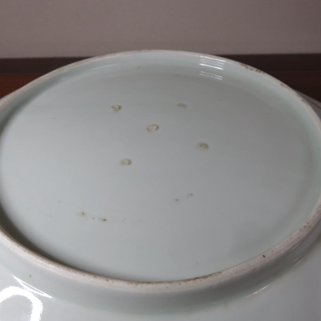 古伊万里 大皿 欠け 変形皿 山水 菊 牡丹 波文 染付