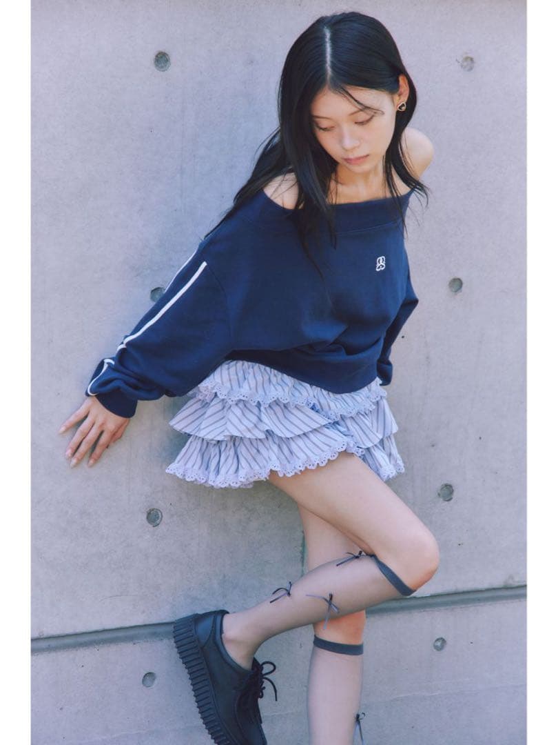 SNIDEL ラッフルティアードスカショーパン ブルー