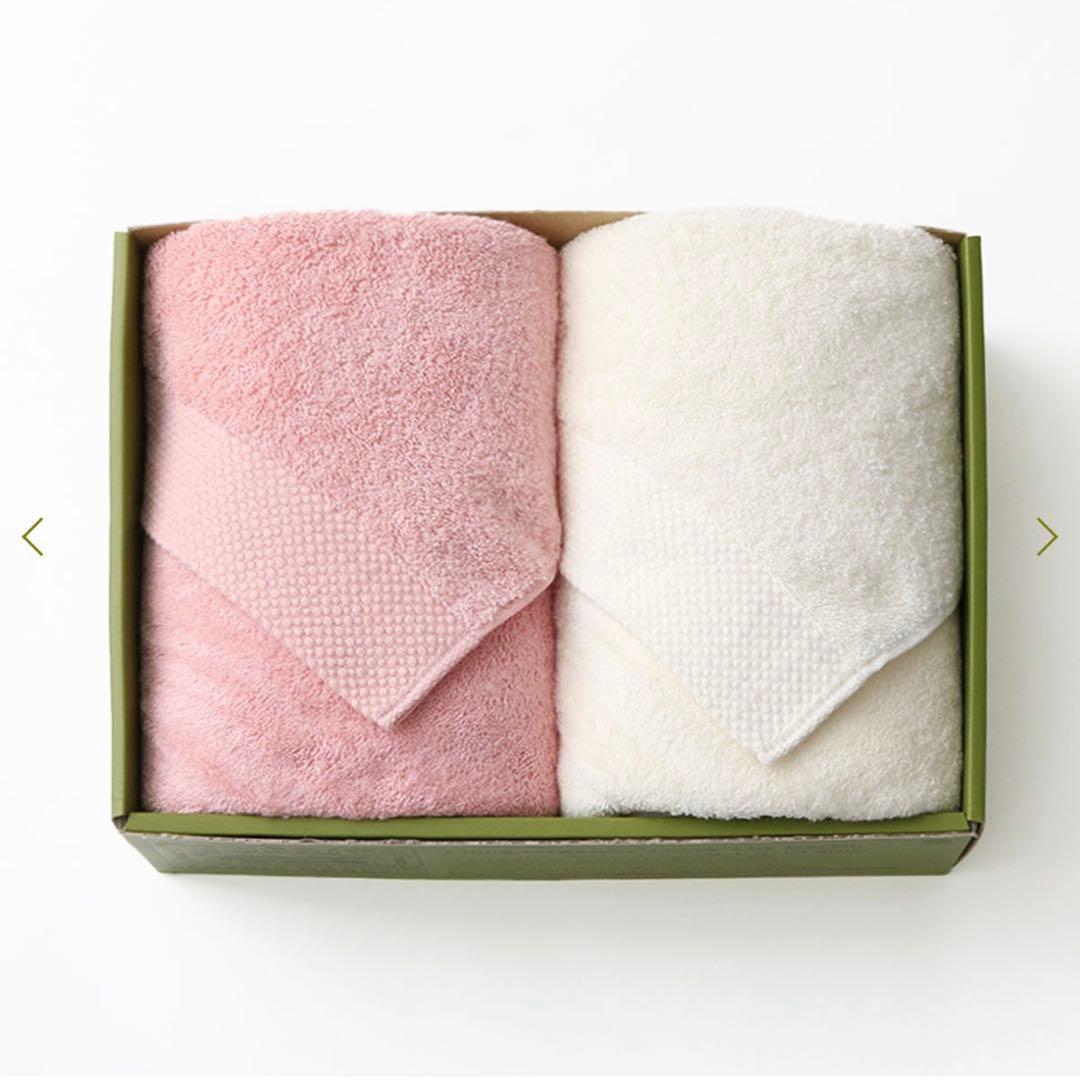 軽やかな甘撚りバスタオル2枚セット(ペールピンク・生成)