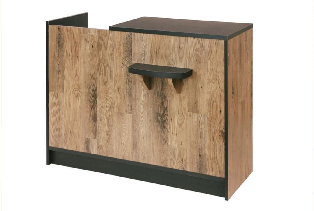 ウォールナット柄受付カウンター ダークブラウン幅117.5cm