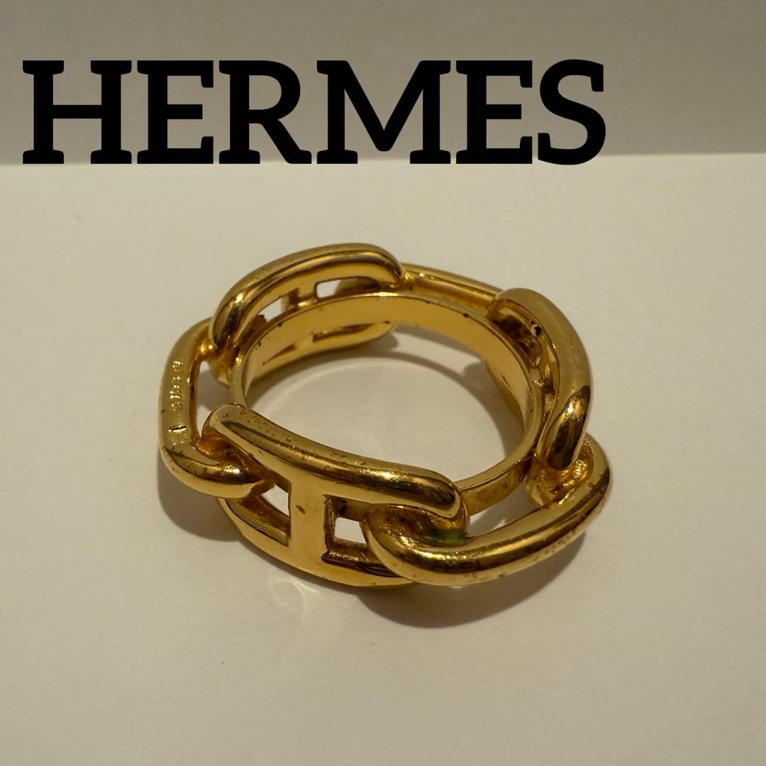 HERMES シェーヌダンクル スカーフリング 　ゴールド エルメス