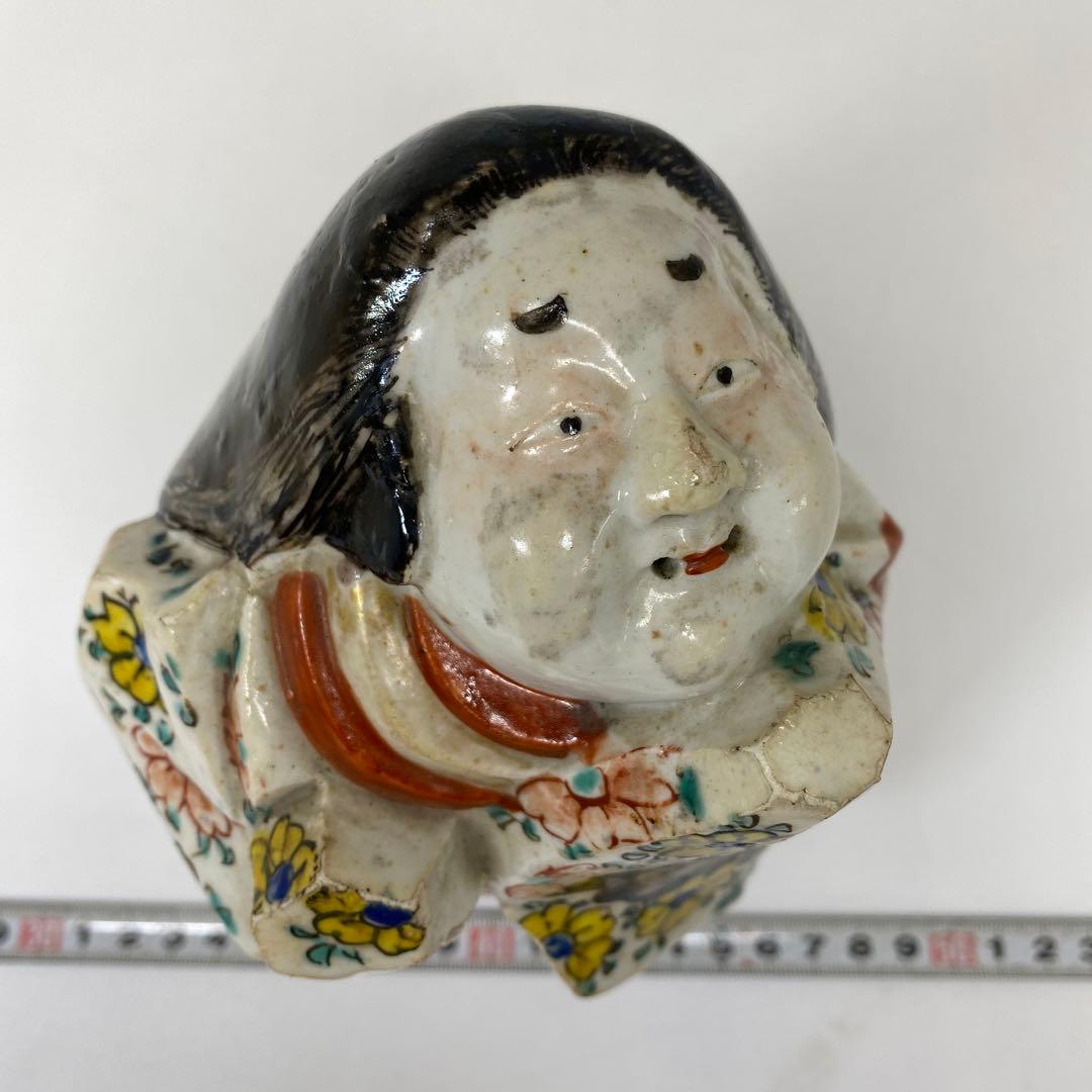 江戸時代　極彩色お多福　伏香炉　タニサ　東さ7-0130☆2F