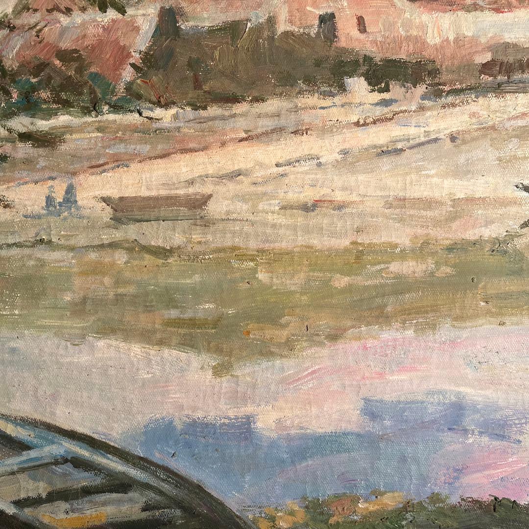 ★秀作★ 手書き油絵 クロード・モネ 水辺 ベンヌクール（大）肉筆絵画 油彩画