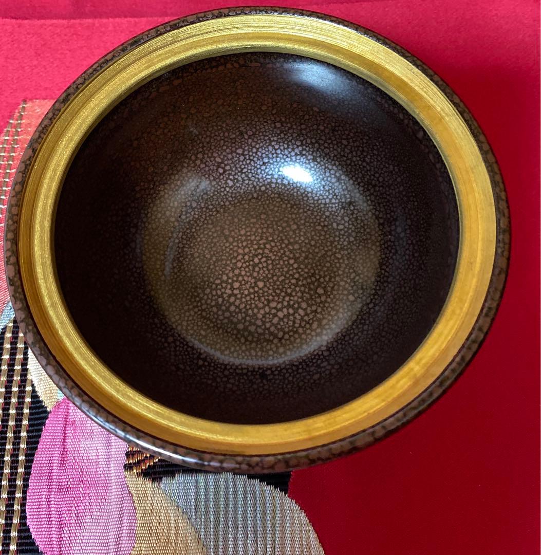 工芸品　安田全広　鹿深窯　天目名家　油滴天目　蓋付茶碗　蓋付小鉢　箱付