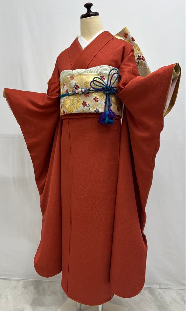 色無地　振り袖　フルセット　長襦袢　成人式　パーティー　袋帯　小物付　675