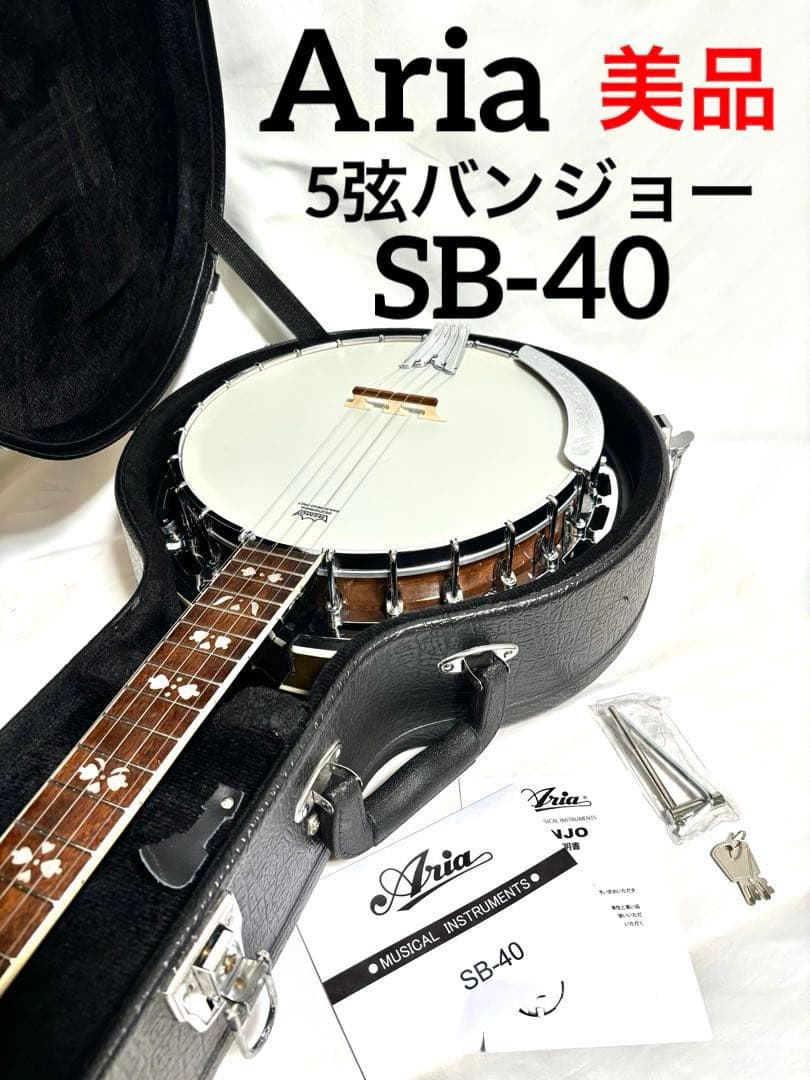【美品、新品弦張替済】Aria 5弦バンジョー SB-40 ゴトーペグ