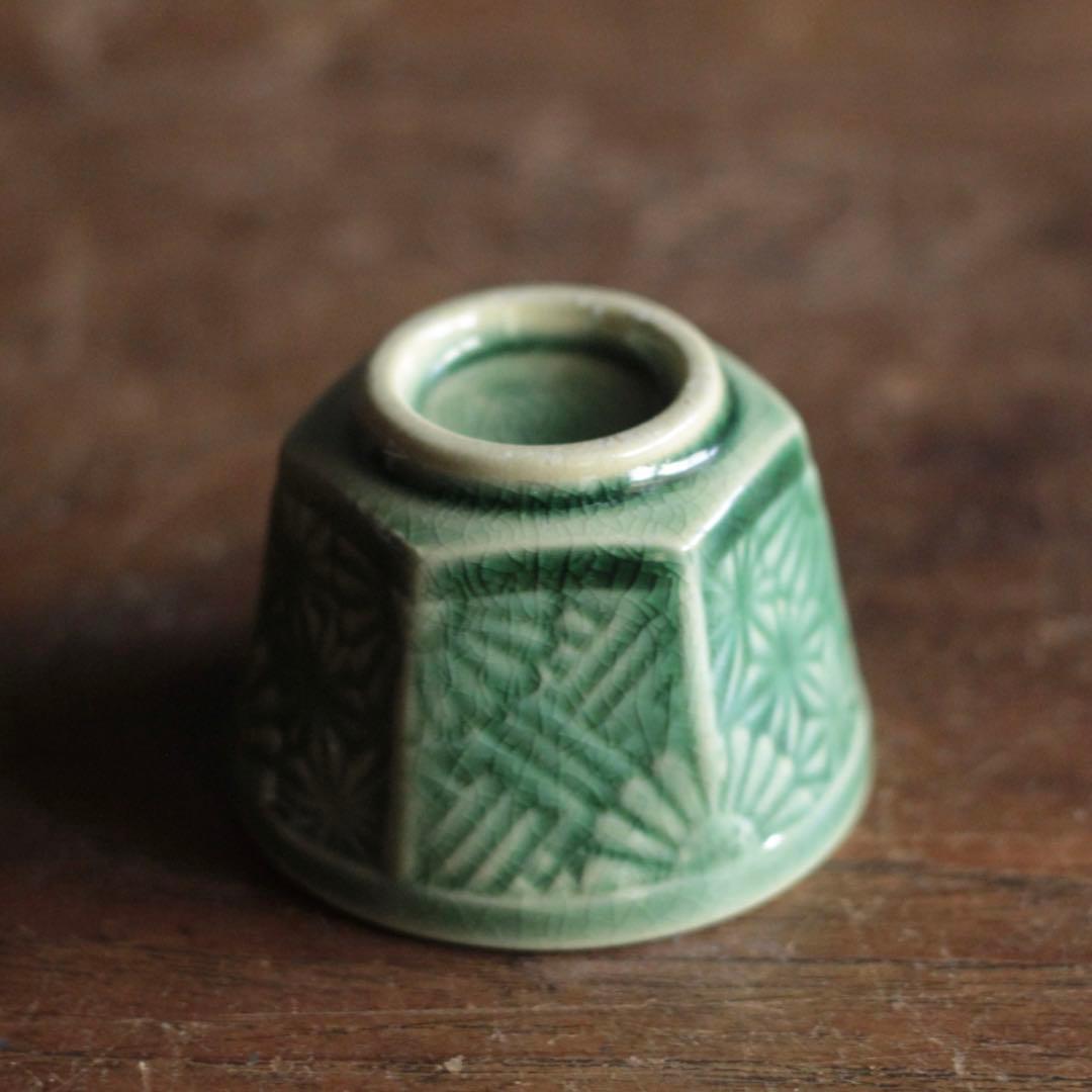 珉平焼 面取 盃 ぐい呑み 酒器 No.2 古美術 古道具 アンティーク