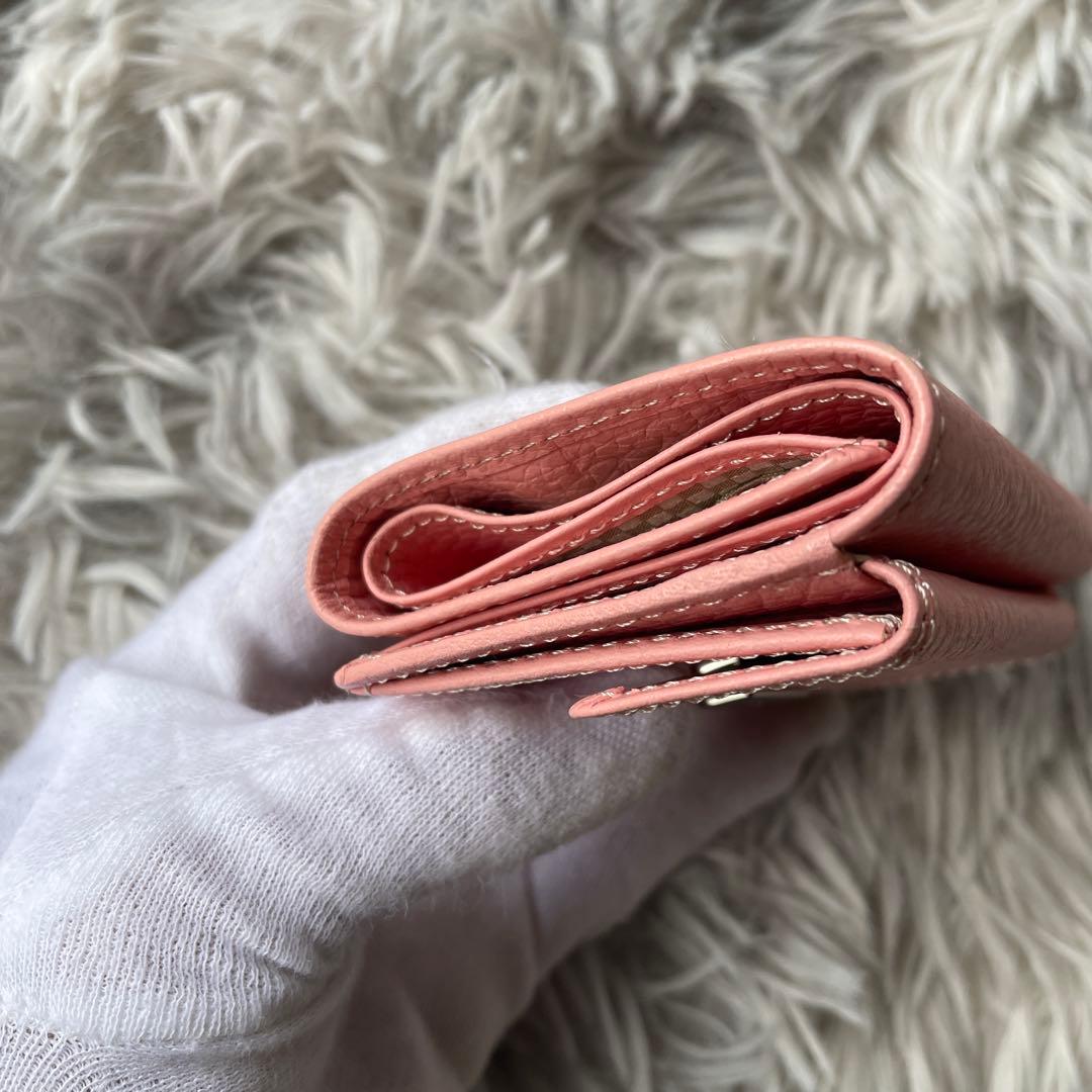 【極美品】ワコウ 三つ折り財布 パステルピンク