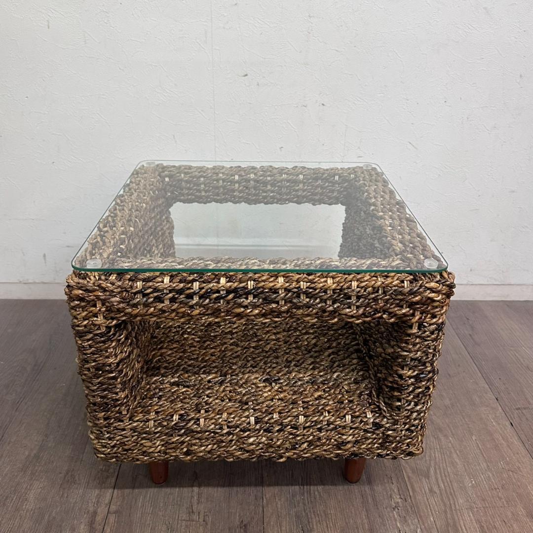 あさひなすずか　アジアンテイスト　ガラステーブル 幅　50cm