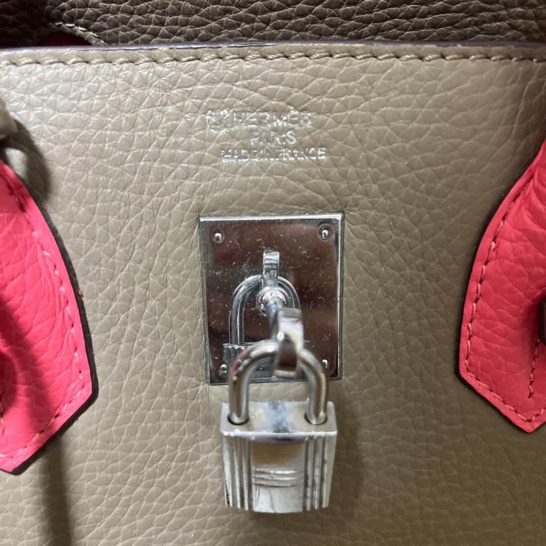 エルメス ハンドバッグ グレー/ピンク