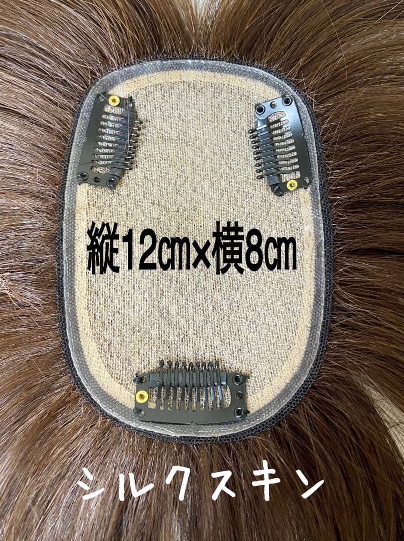 人毛100% ヘアピース【シルクスキン】つむじ用　自然な黒ポイントウィッグ