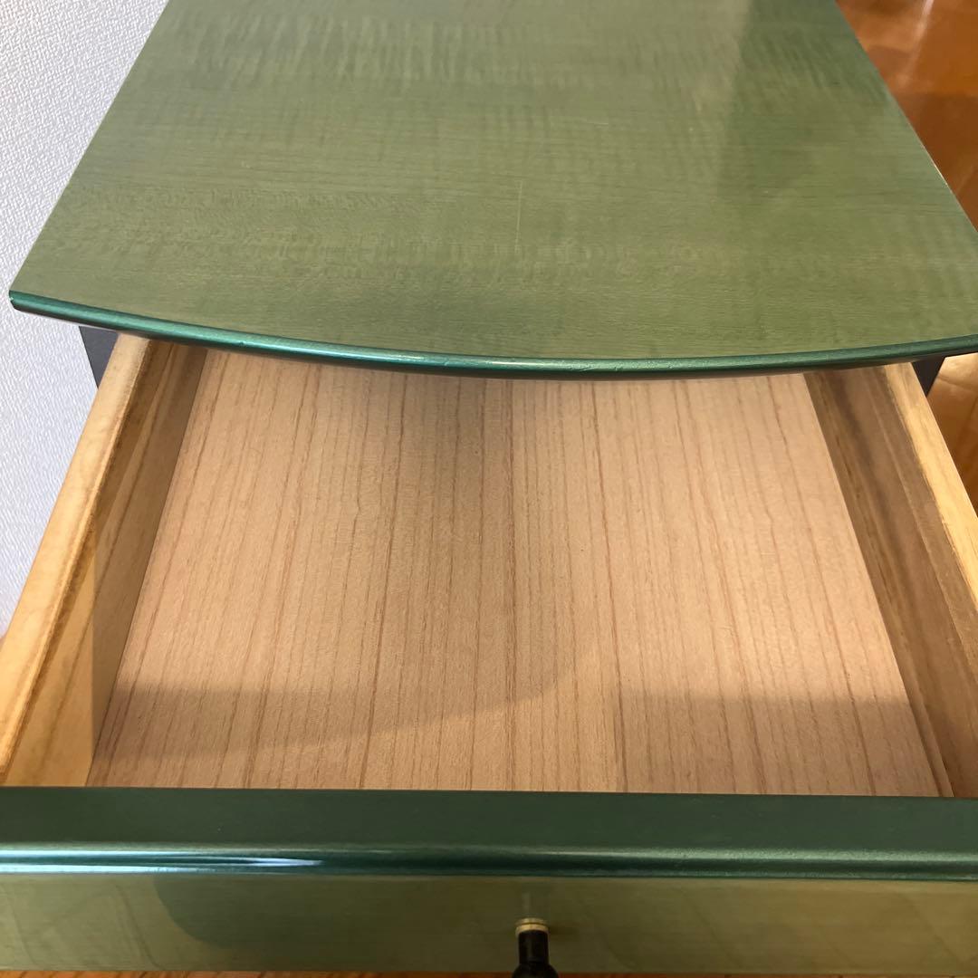 脇棚 オフィスワゴン 木製 鏡面仕上げ　3段引き出し キャスター付き