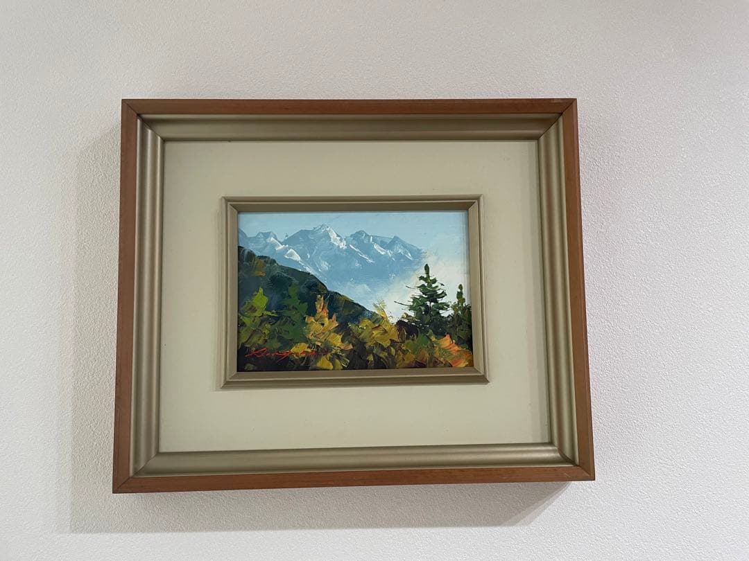 風景画 油彩額縁 ブラウン 約30cm x 40cm