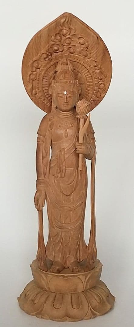 観音菩薩立像#177 観世音菩薩 聖観音 3寸◆白檀 木彫 仏像