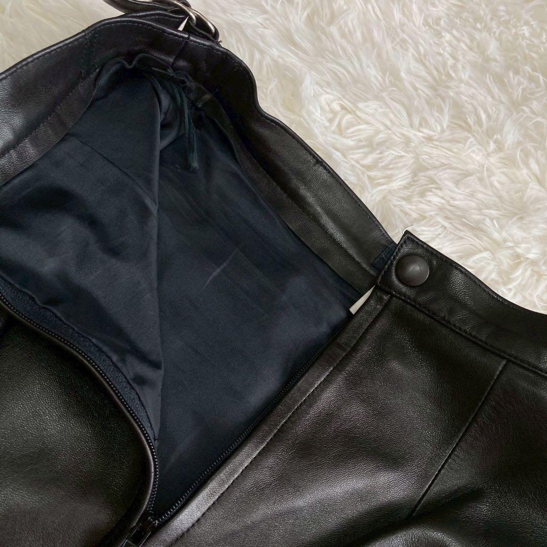 agnes b. レザースカート ブラック 34 ラムレザー オシャレ 大人