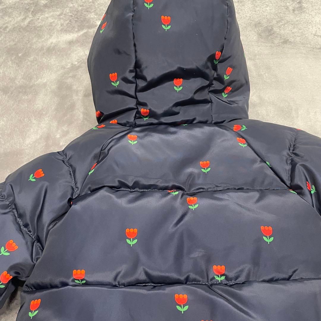 jacadi チューリップ柄　中綿入りジャケット　12m ネイビー　ファー　撥水