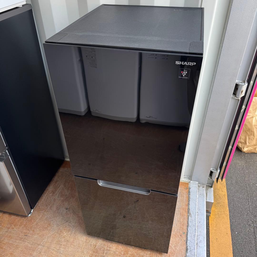 C7213★2021年製美品★シャープ冷蔵庫ガラス黒ブラック　右、左開き　洗濯機