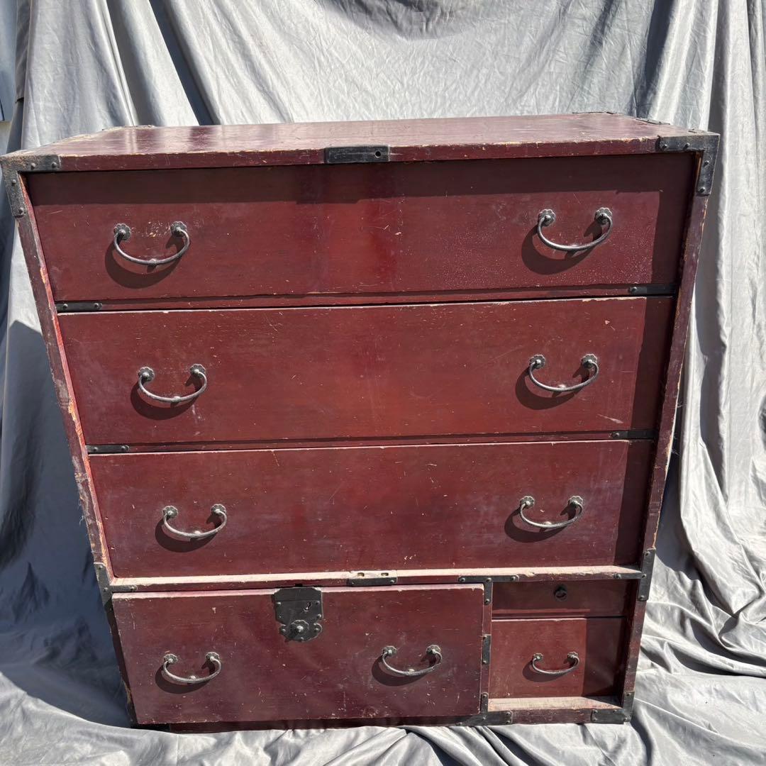 Hy129　和箪笥　引き出し　レトロ　和製アンティーク　古家具　当時物　鉄金具