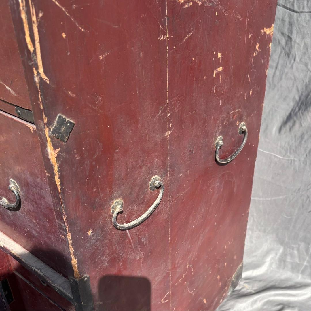 Hy129　和箪笥　引き出し　レトロ　和製アンティーク　古家具　当時物　鉄金具