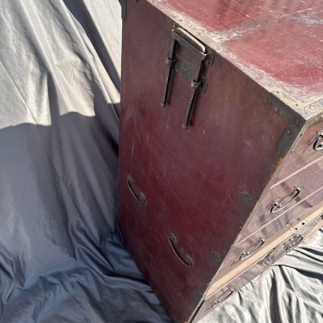 Hy129　和箪笥　引き出し　レトロ　和製アンティーク　古家具　当時物　鉄金具