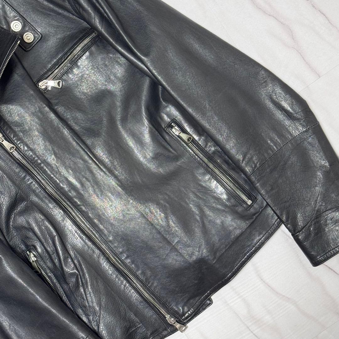 希少Lサイズ✨エンメティ ジョセフ ラムレザー シングルライダースジャケット 黒