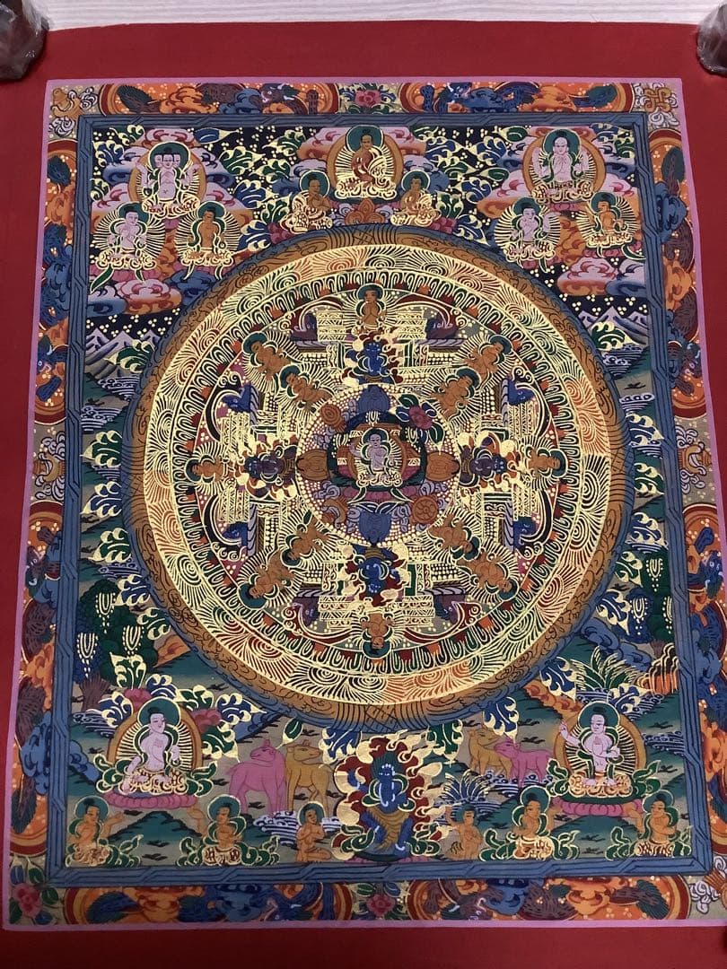 《 チベット密教　新品　1点物 》 手描き　曼荼羅　仏陀　釈迦　仏画　仏教　e8