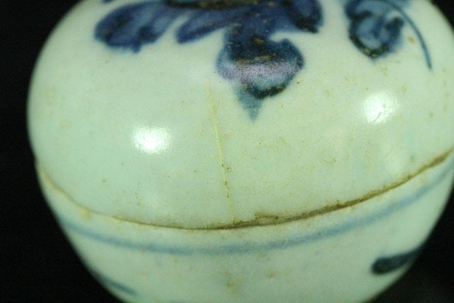 茶道具 古染付 丸香合 明時代 唐物(K-XA862)