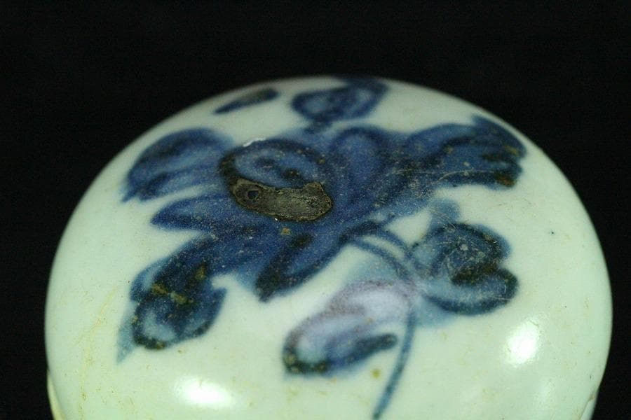 茶道具 古染付 丸香合 明時代 唐物(K-XA862)