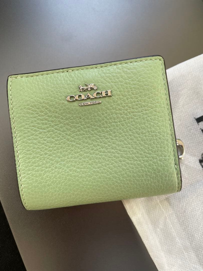 COACH 新品 2つ折り財布 ケース付　新色ペパーミント