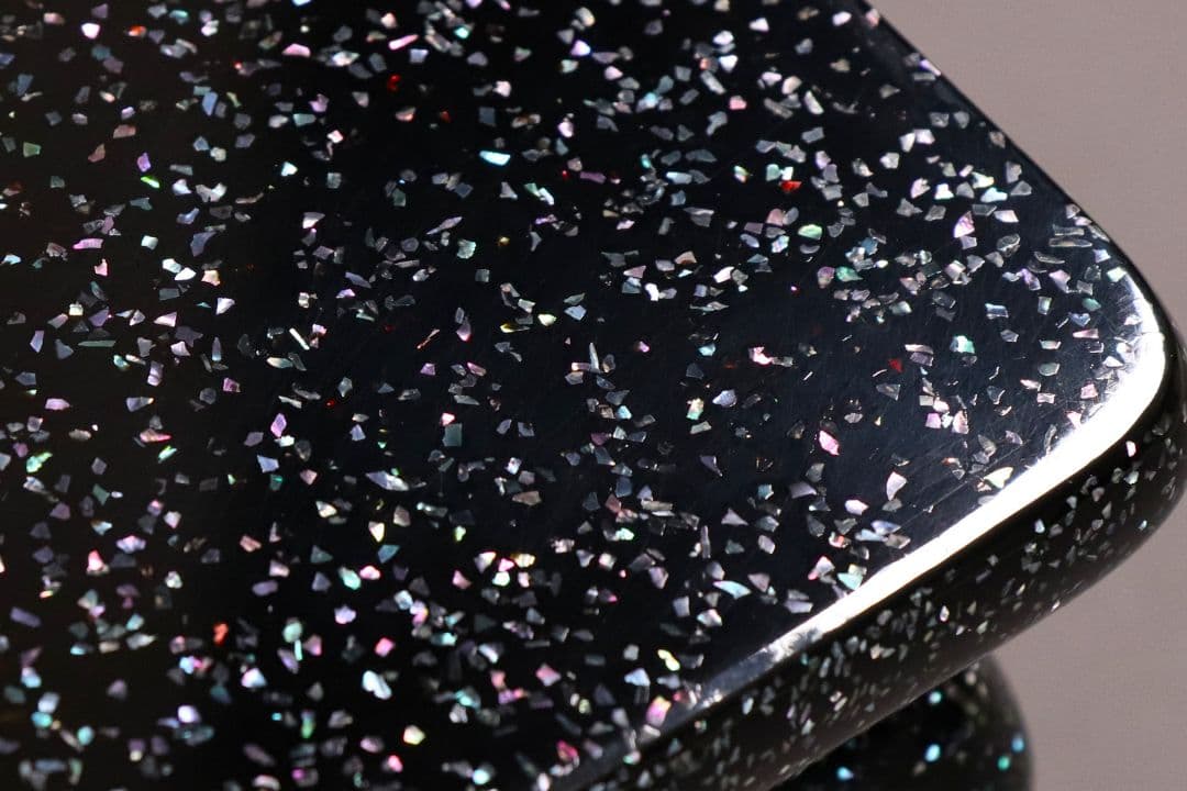 MA486 輪島塗 塗師 輪洲作 青貝 黒塗 花台 共箱 平卓 木製 螺鈿 輪州