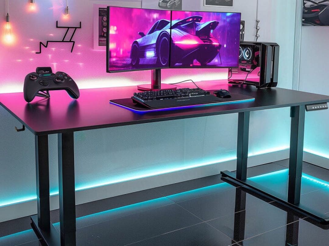 Dowinx 昇降デスク 電動 昇降式　L-DDS-4824-BK