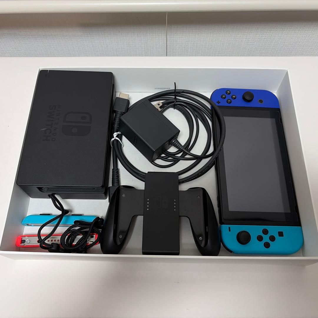 【動作確認済】Nintendo Switch 本体 青/水色 SD128GBつき