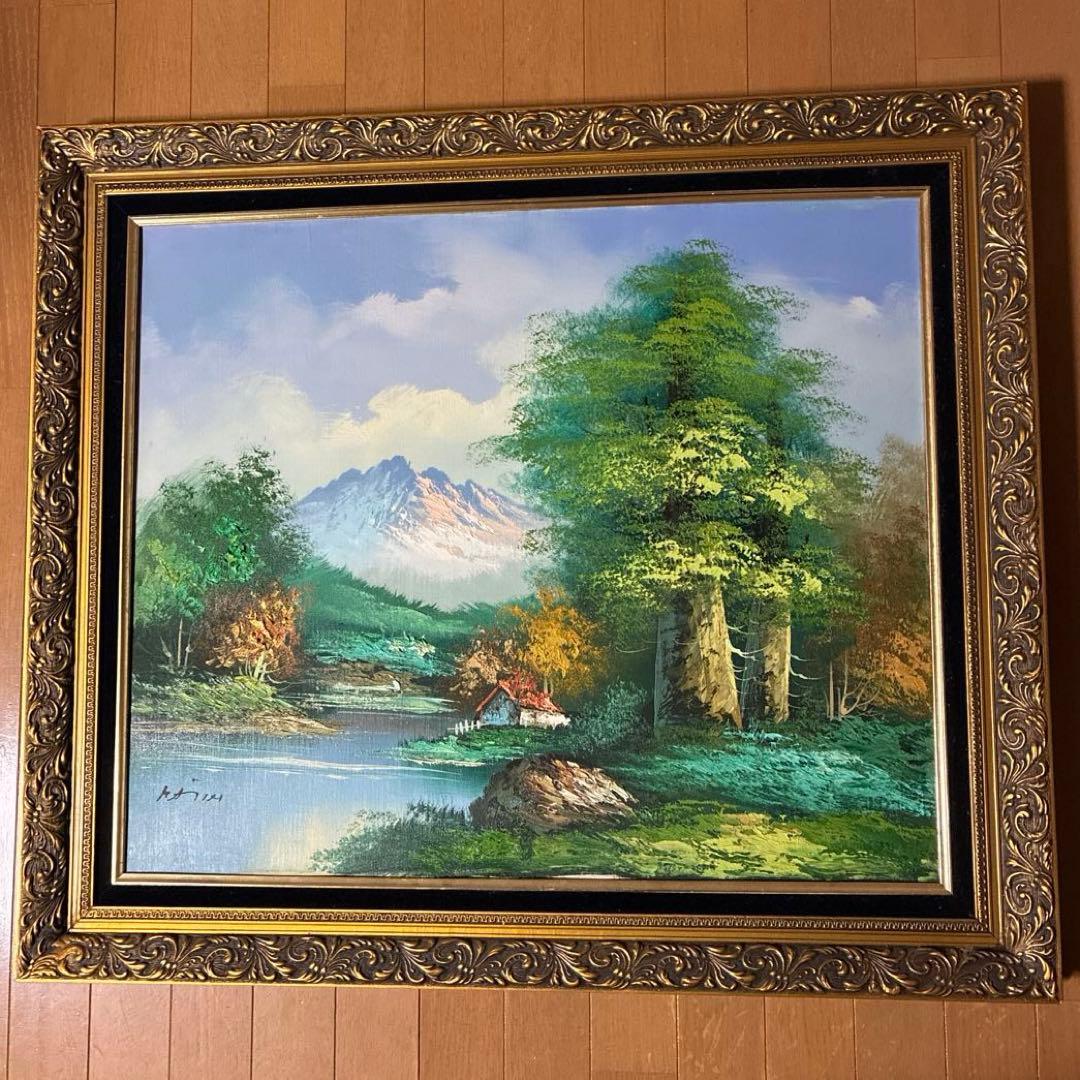 風景画 油彩 画 装飾フレーム付き